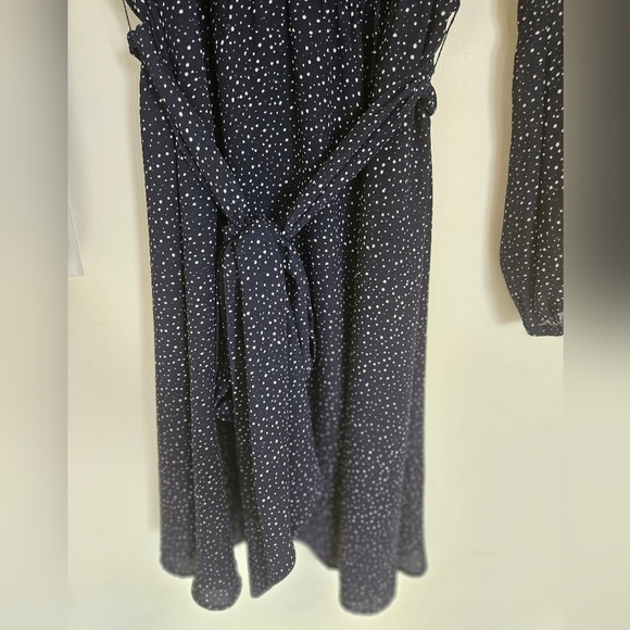 Loft Navy and White Speckled Cinch Waist Dress - Picture 3 of 12